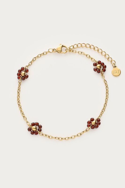 My Jewellery Bracelet brown flowers Gold MJ16776