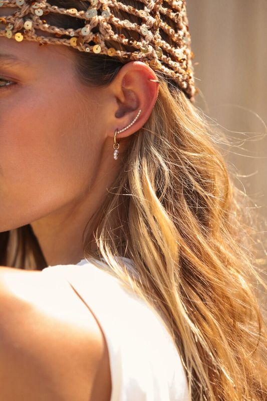 My Jewellery Earring hoop pearl flower Gold MJ16764