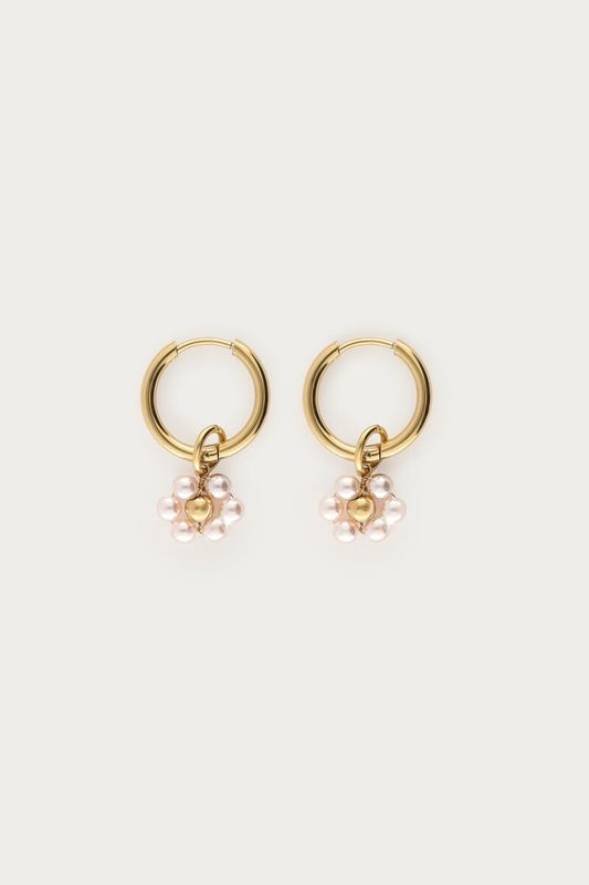 My Jewellery Earring hoop pearl flower Gold MJ16764