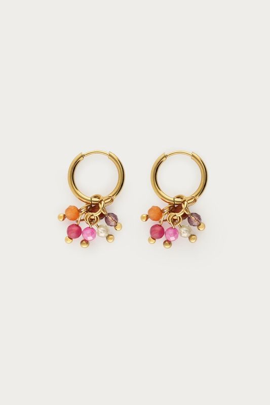 My Jewellery Earring hoop pink beads Gold MJ16767