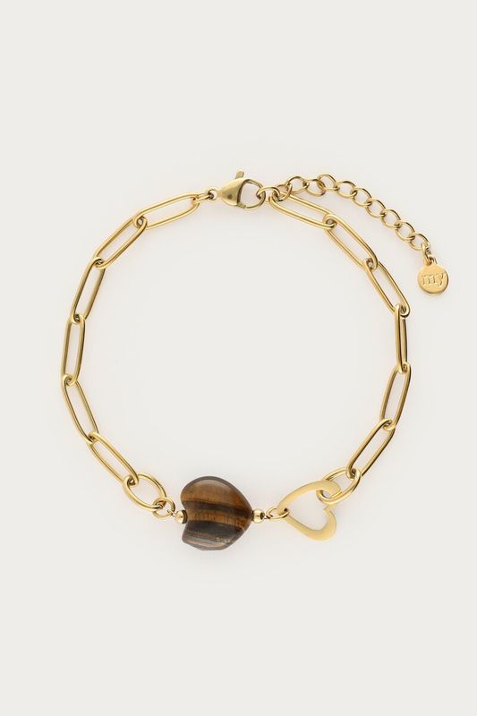 My Jewellery Bracelet chain brown heart Gold MJ16772