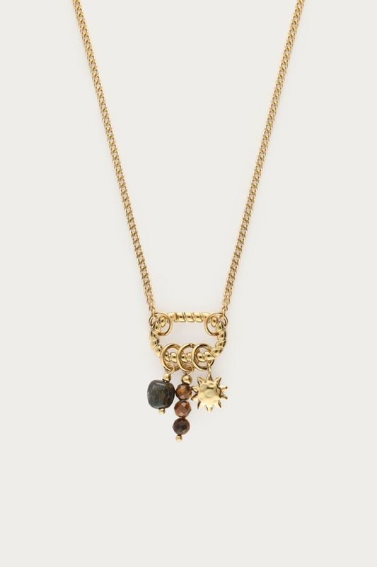 My Jewellery Necklace lock brown beads Gold MJ16785