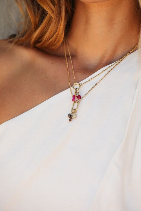 My Jewellery Necklace lock brown beads Gold MJ16785
