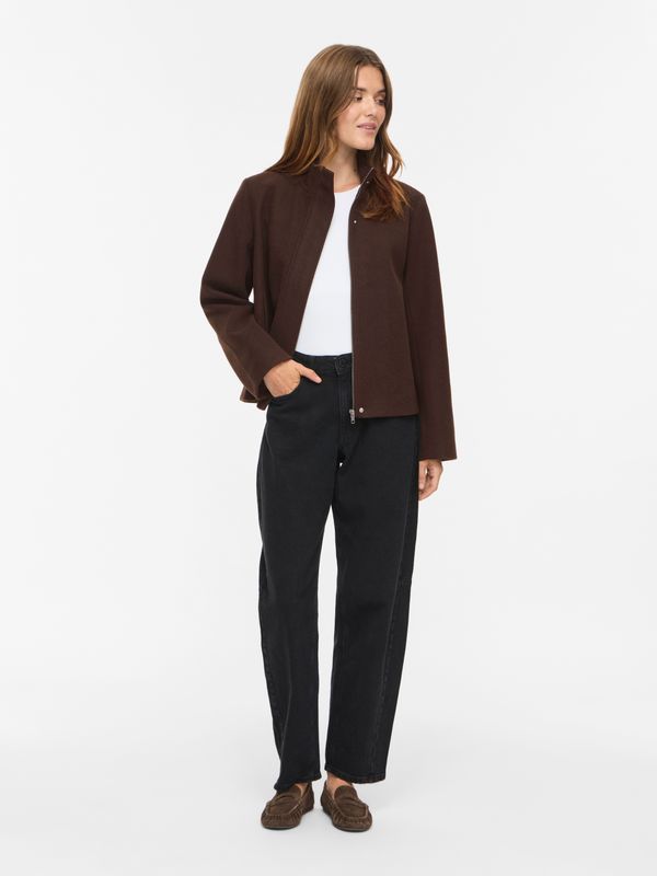 Vila VICLAUDIA L/S HIGH NECK SHORT JKT- : Coffee Bean 14119186