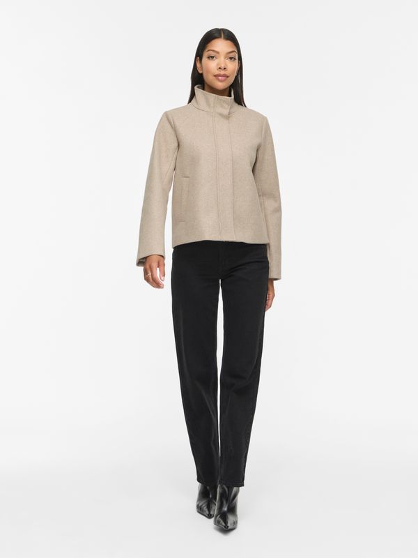 Vila VICLAUDIA L/S HIGH NECK SHORT JKT- : Natural Melange 14119186