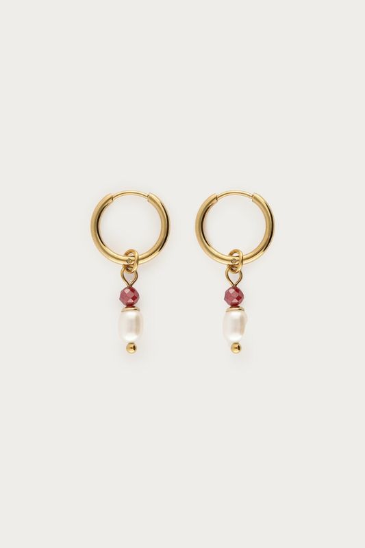 My Jewellery Earring hoop pink bead pearl Gold MJ16757