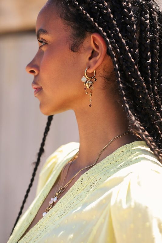 My Jewellery Earring hoop strings brown Gold MJ16756