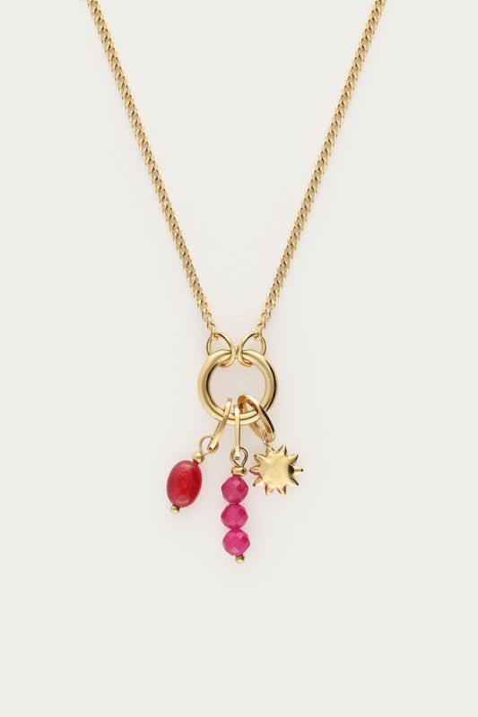 My Jewellery Necklace lock pink beads Gold MJ16783
