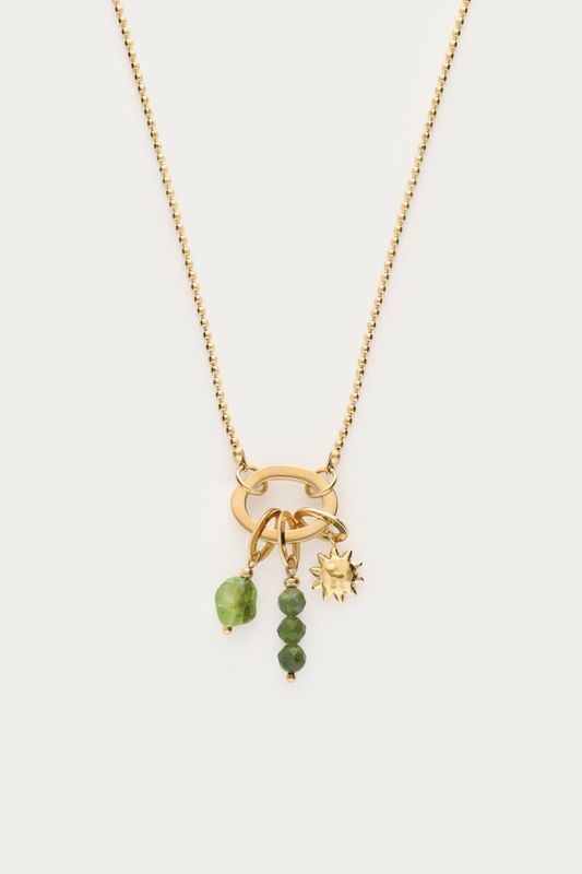 My Jewellery Necklace lock green beads Gold MJ16787