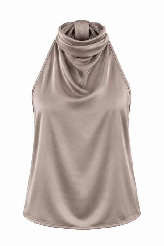 Ambika Satijnen haltertop taupe 70687