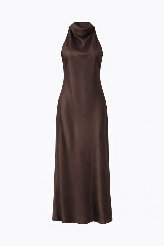 Ambika halter jurk lang brown 75025