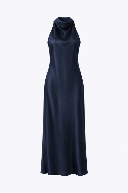 Ambika halter jurk lang dark blue 75025