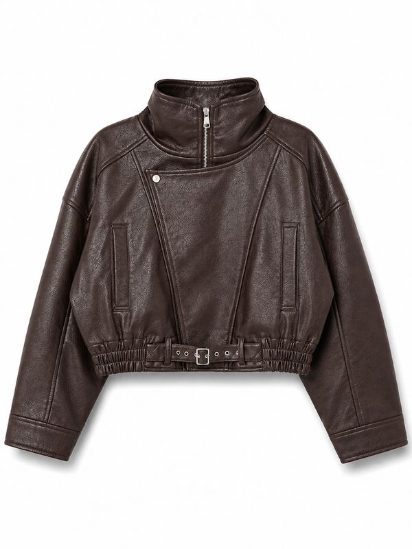 Nameless pu jacket gesp brown DR8473