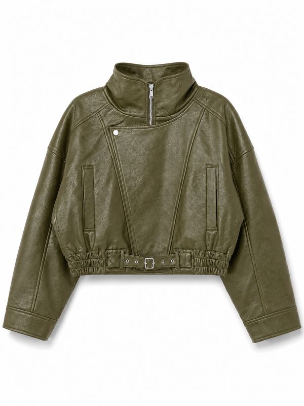 Nameless pu jacket gesp khaki DR8473