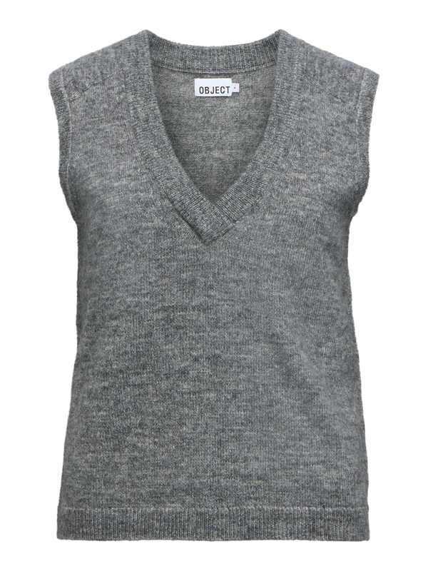 Object OBJDENISI S/L RE KNIT VEST NOOS Medium Grey Melange 23049215