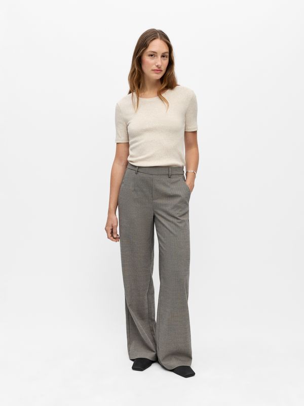 Object OBJLISA WIDE PANT AOP NOOS Grey/Thin beige 23040544