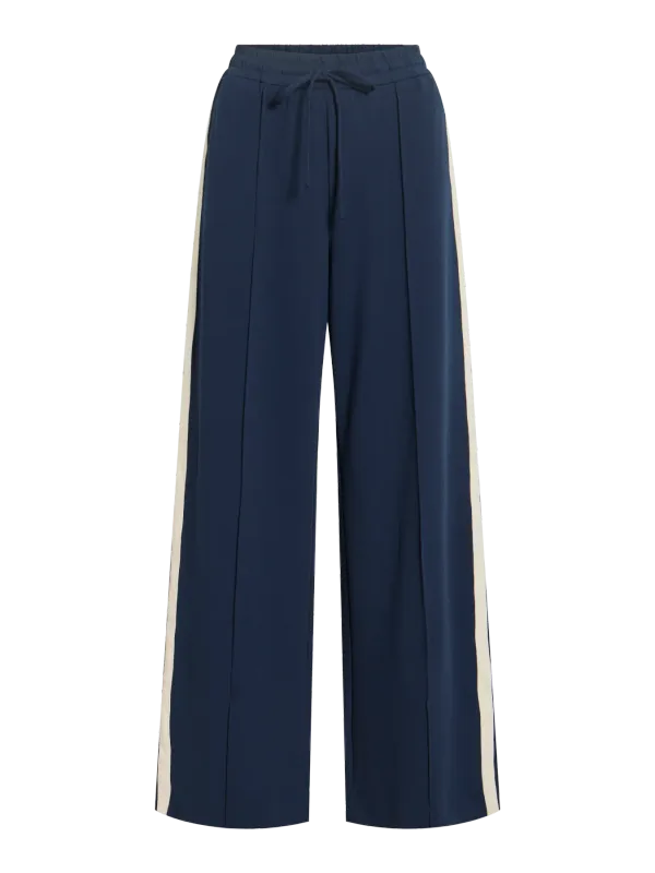 Vila VICLUA HW WIDE TRACK PANTS - NOOS Navy Blazer/BIRCH TRACK 14114455