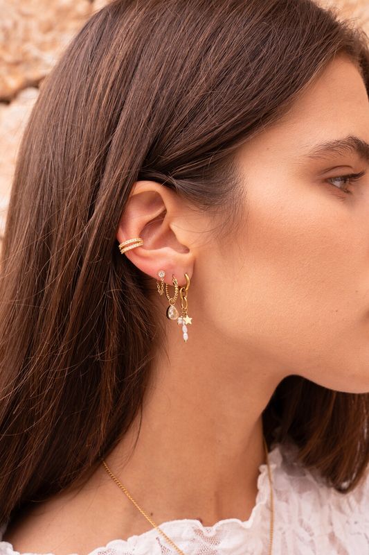 My Jewellery Earring drop stone goud MJ07601