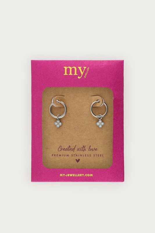 My Jewellery Midnight mini oorringen ronde klaver MJ14607 Silver MJ14607