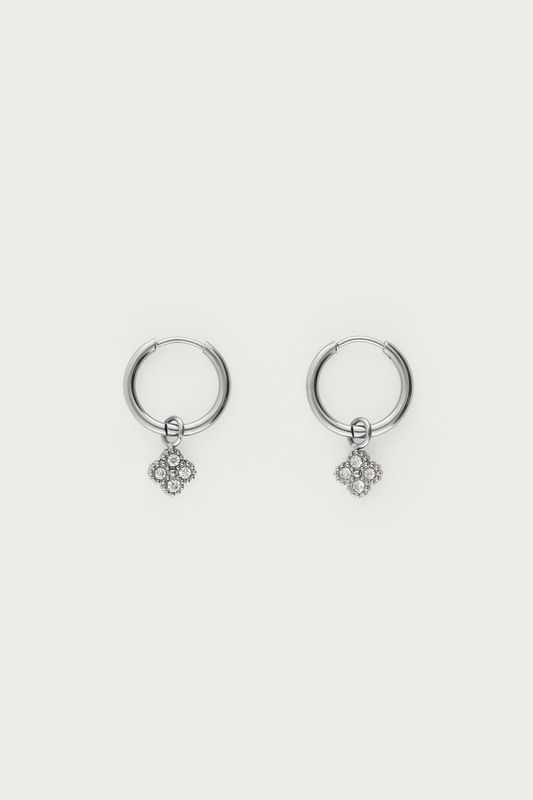 My Jewellery Midnight mini oorringen ronde klaver MJ14607 Silver MJ14607
