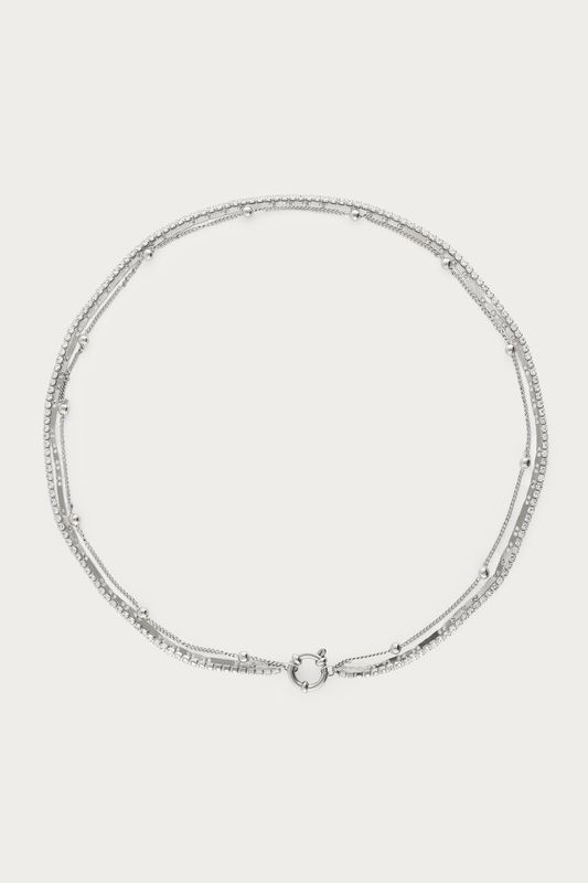 My Jewellery Necklace triple chain strass Silver MJ14582