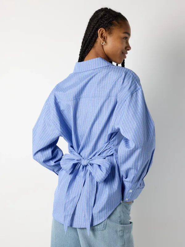 Noisy May NMFRIDA L/S BUTTON TIE BACK SHIRT T: Blue Bell/WHITE 27039617