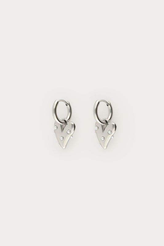 My Jewellery Earrings heart with pearls zilver MJ09212