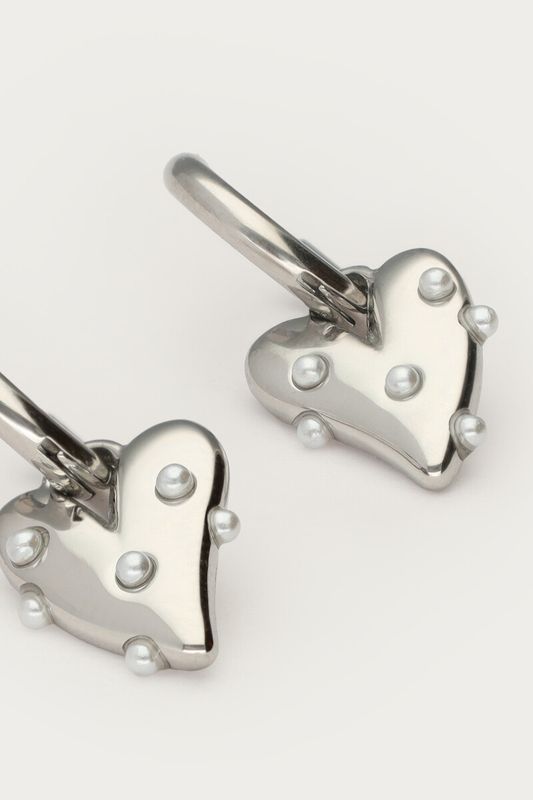 My Jewellery Earrings heart with pearls zilver MJ09212
