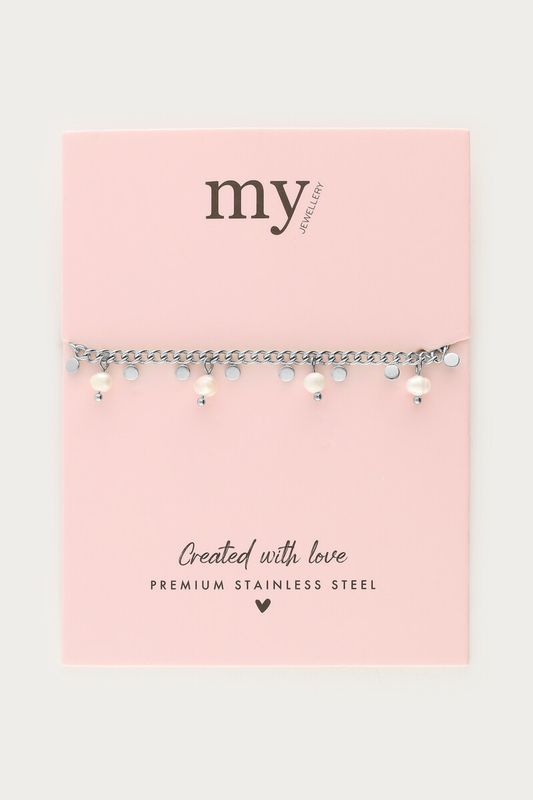 My Jewellery Bracelet pearls & coins zilver MJ09227