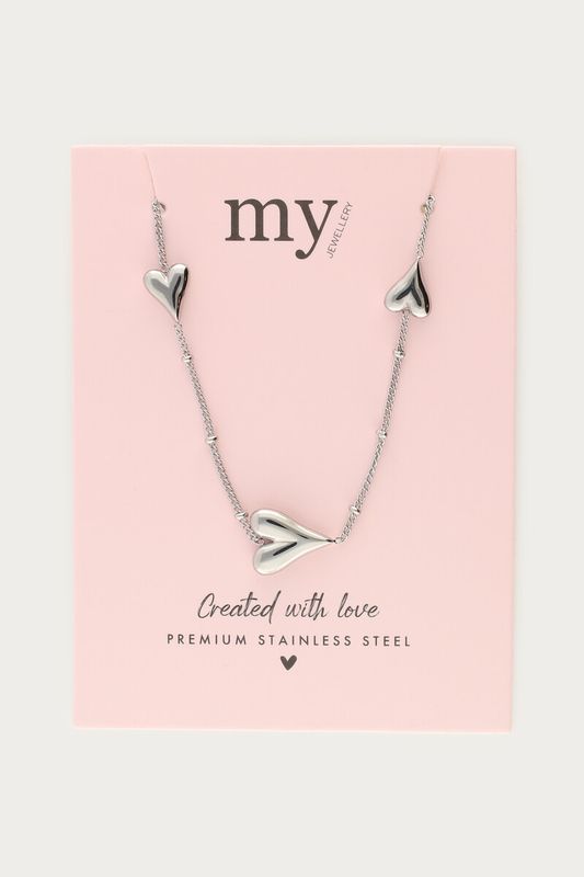 My Jewellery Necklace long dots 10 hearts Silver MJ13982