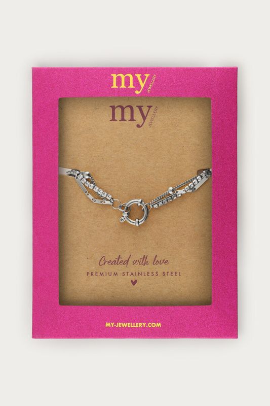 My Jewellery Necklace triple chain strass Gold MJ14582