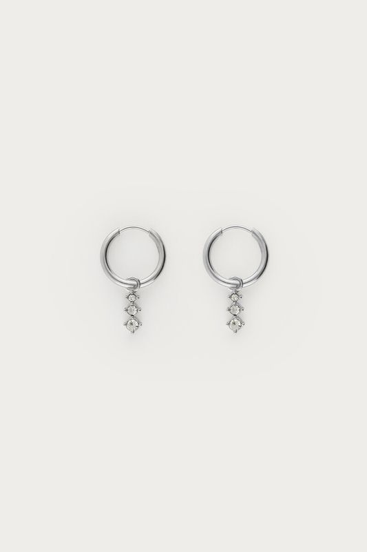 My Jewellery Earring small hoop 3 strass stones Silver MJ09499
