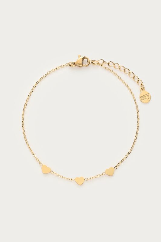 My Jewellery Armband met 3 hartjes goud MJ01902
