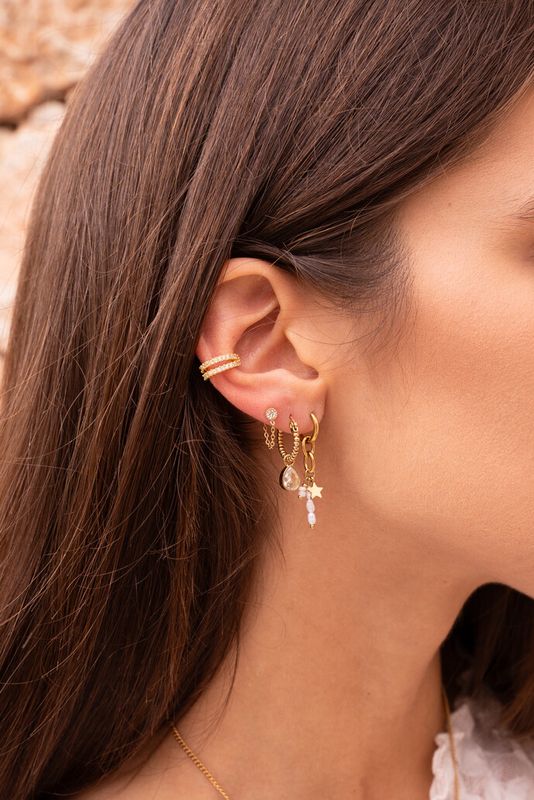My Jewellery Earring chain strass goud MJ06891