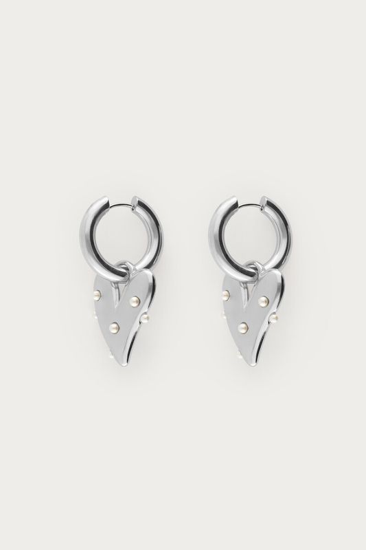 My Jewellery Earrings big heart & pearls zilver MJ09316