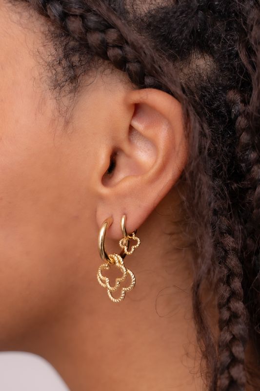 My Jewellery Earring hoops mini clover goud MJ10325
