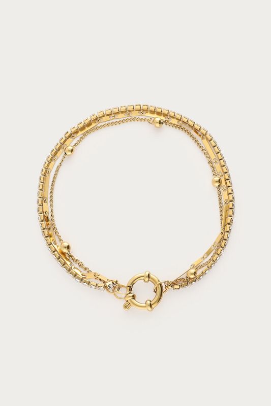 My Jewellery Bracelet triple chain strass Gold MJ14583