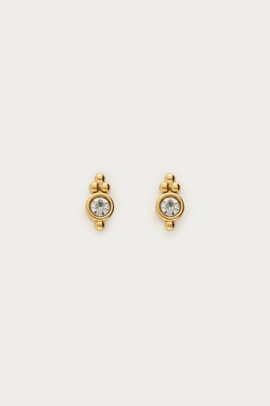 My Jewellery Earstud strass dots transparant Gold MJ14857