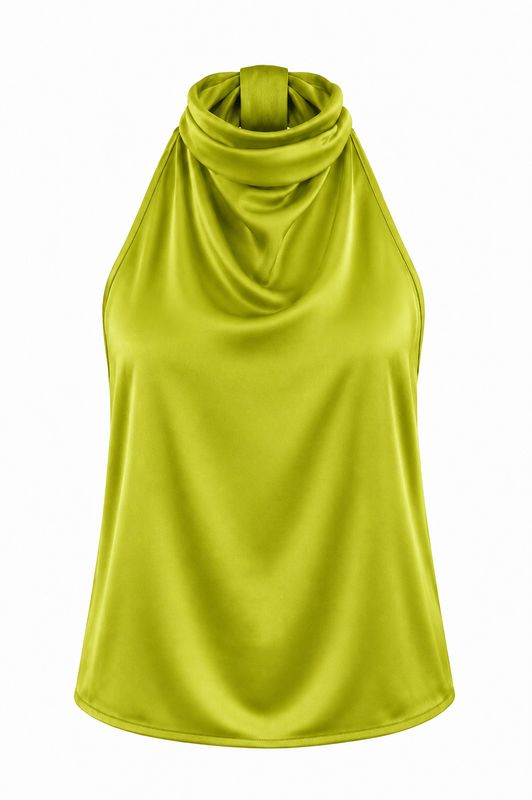 Ambika Satijnen haltertop Lemon green 70687