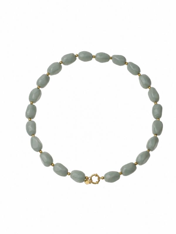 Rose & Camellia kralen ketting ovaal groen 1433-1j