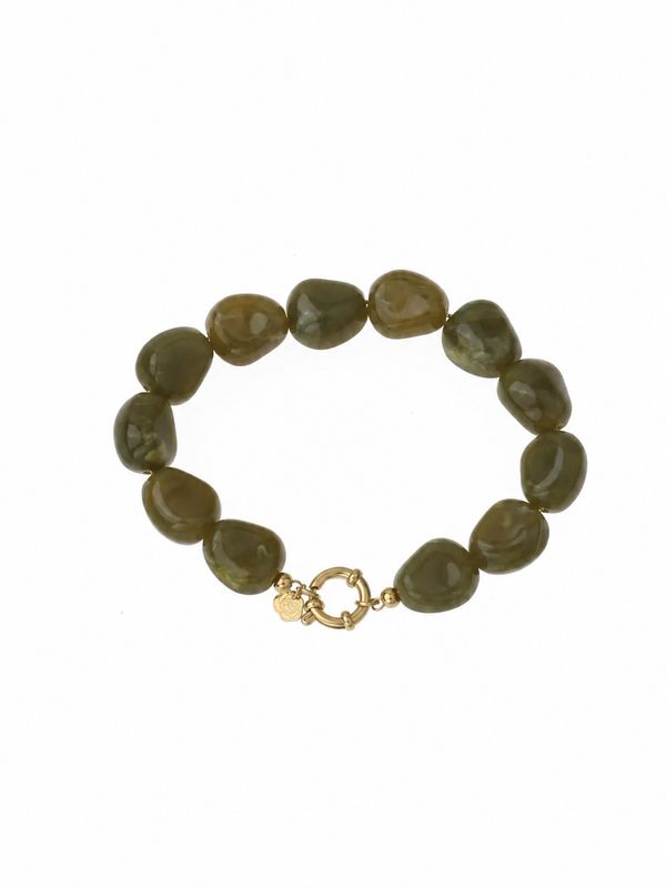 Rose & Camellia kralen armband medium dark green 1433-2f