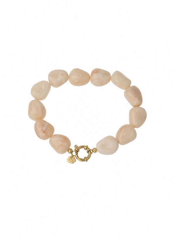 Rose & Camellia kralen armband ovaal beige 1433-2h