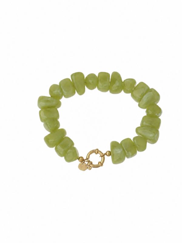 Rose & Camellia kralen armband ovaal groen 1433-2i