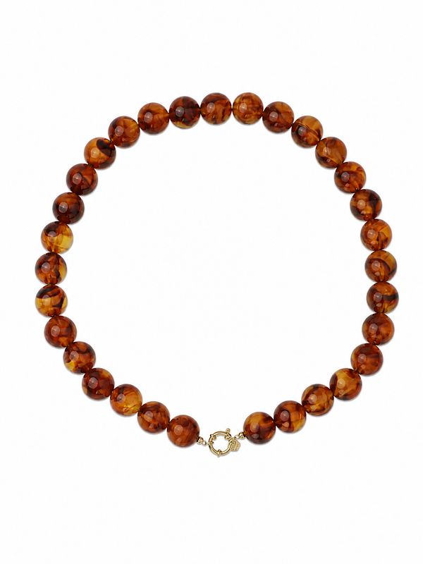 Rose & Camellia kralen ketting groot light brown 1433-1d