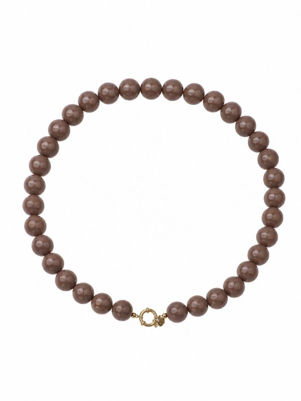 Rose & Camellia kralen ketting groot taupe 1433-1e