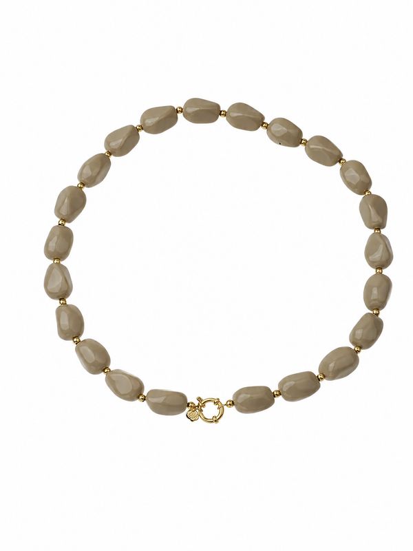 Rose & Camellia kralen ketting ovaal grey 1433-1h