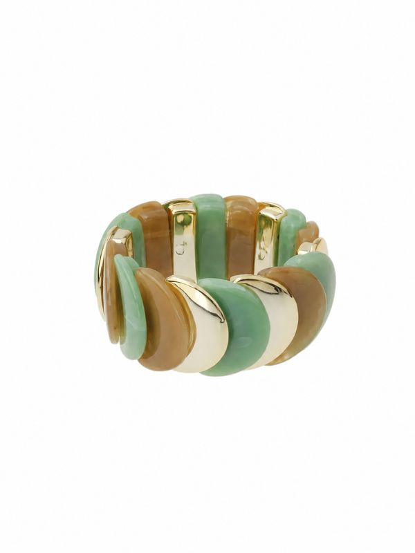 Rose & Camellia kralen armband ovaal taupe green 1143-3c