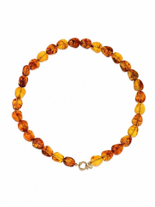 Rose & Camellia kralen ketting groot goudgeel 1433-1f