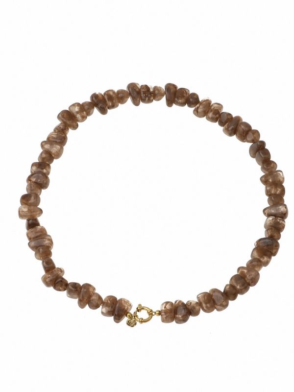 Rose & Camellia kralen ketting ovaal brown 1433-1G