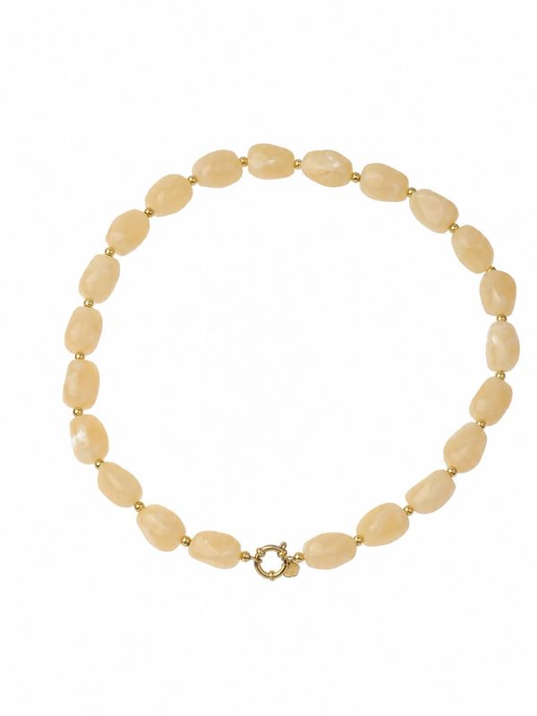 Rose & Camellia kralen ketting ovaal beige 1433-1i